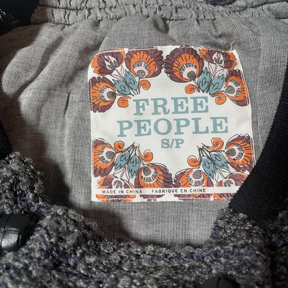 Free People Y2K Womens Small Gray Purple Tweed Textured Blazer Button Pockets - Picture 2 of 9